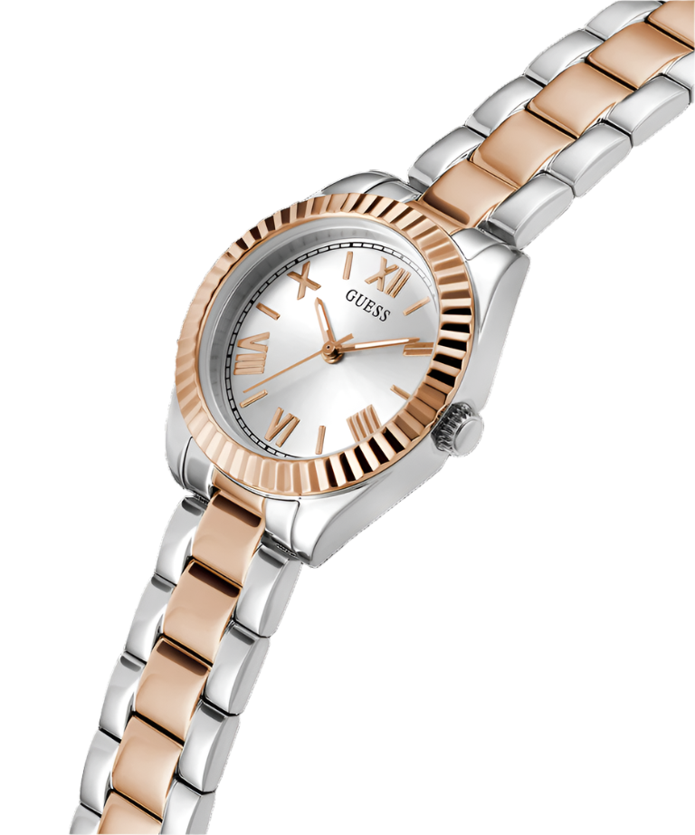 Guess Mini Luna Silver Dial Two Tone Stainless Steel Watch GW0687L3