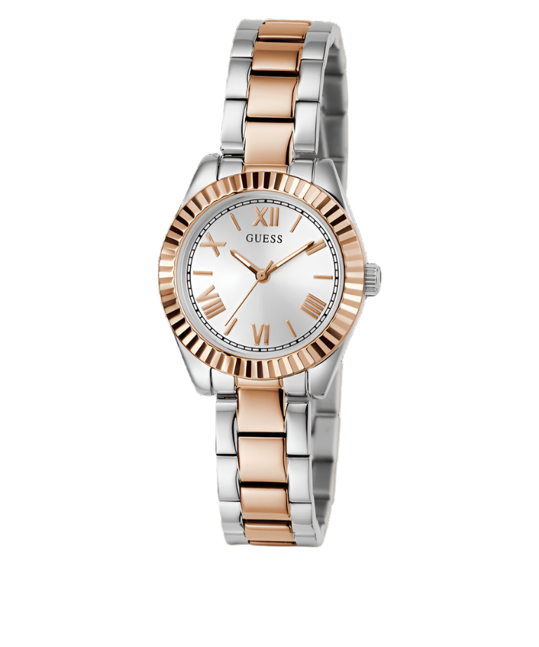 Guess Mini Luna Silver Dial Two Tone Stainless Steel Watch GW0687L3