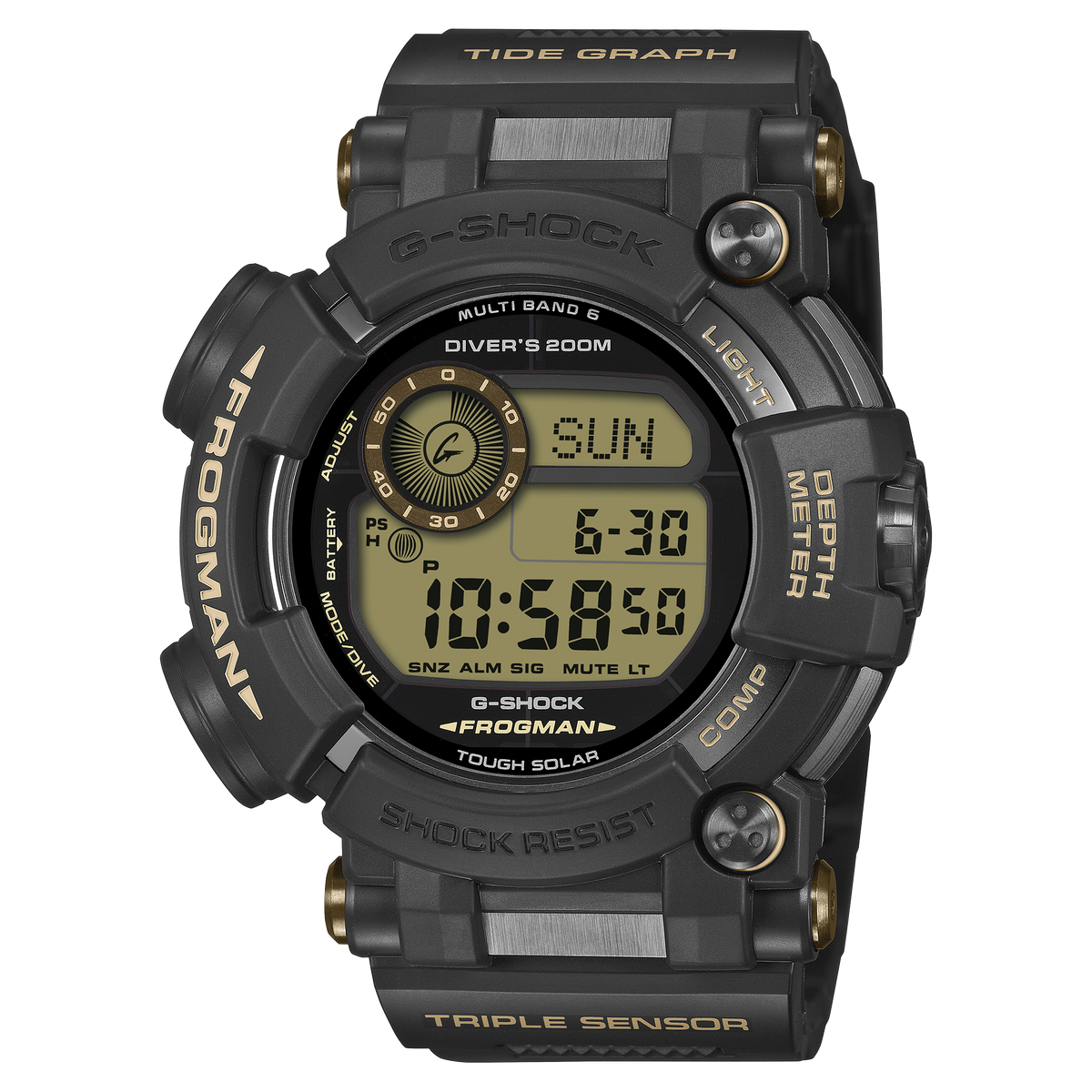G-Shock Master of G Frogman Diver's Black Resin and Steel Band Watch GWFD1000BC-1D