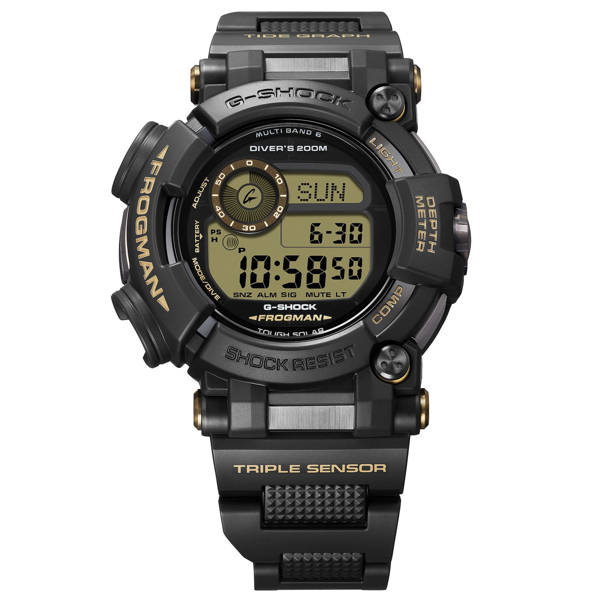 G-Shock Master of G Frogman Diver's Black Resin and Steel Band Watch GWFD1000BC-1D