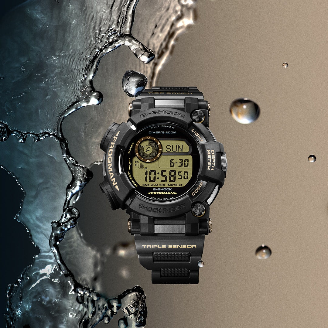 G-Shock Master of G Frogman Diver's Black Resin and Steel Band Watch GWFD1000BC-1D