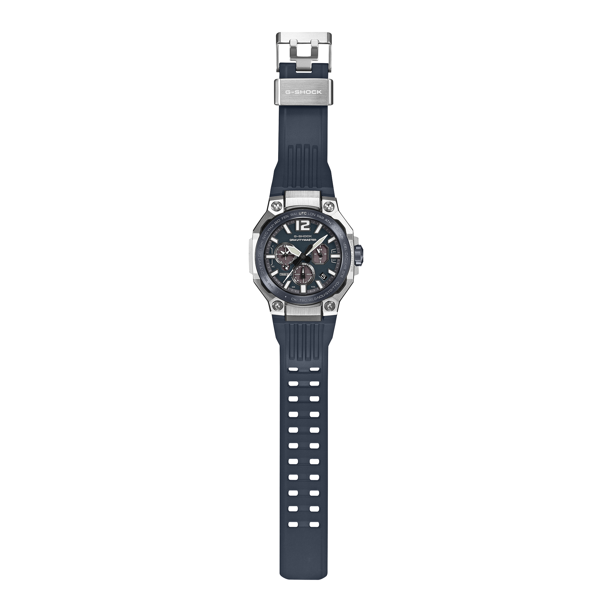 G-Shock Gravitymaster GWRB3000A-2A with the Super Illuminator backlight on.