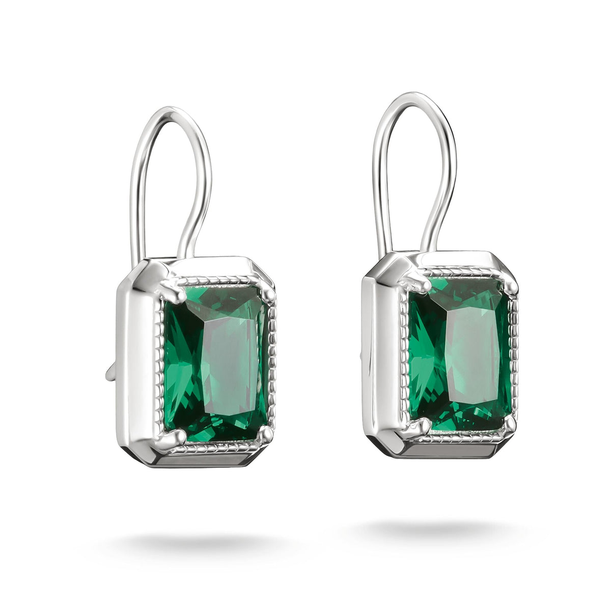 Thomas Sabo Drop Earrings with Green Octagon Stones Silver