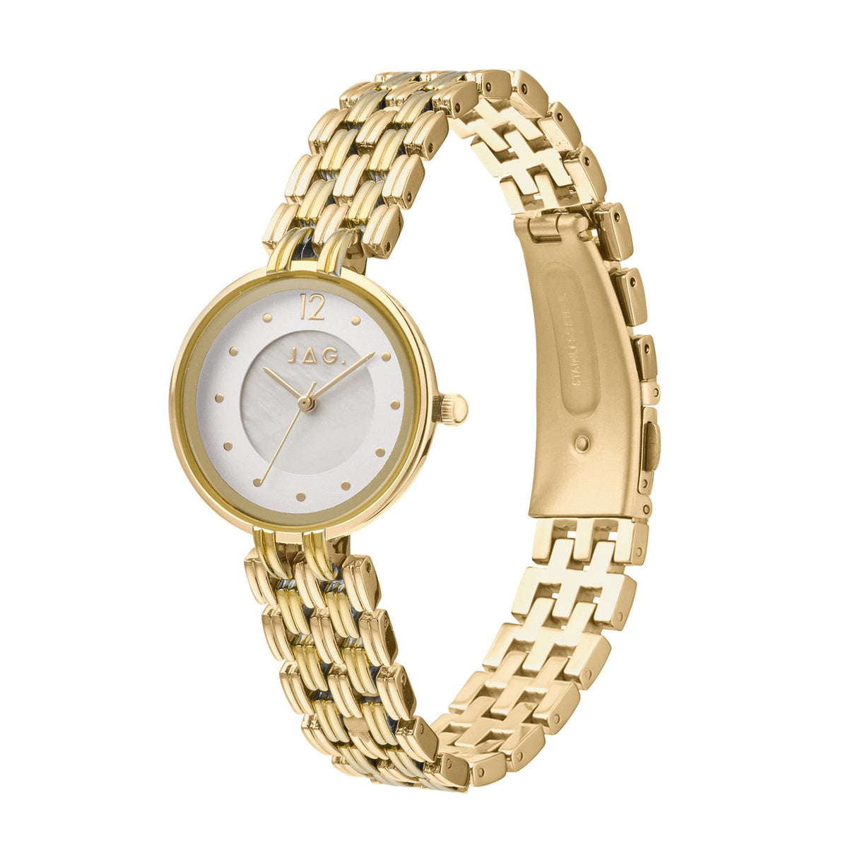 JAG Iluka Womens White MOP Dial 30mm Gold Watch J3023A