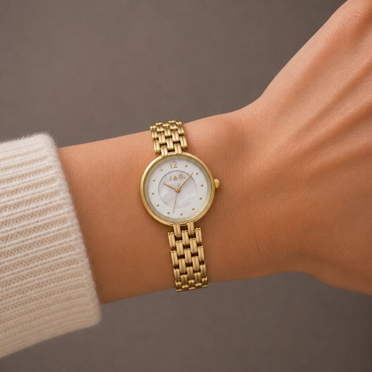 JAG Iluka Womens White MOP Dial 30mm Gold Watch J3023A