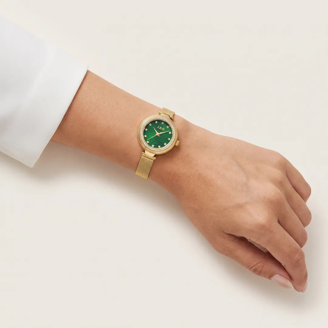 Jag Maddy Green Dial Gold Steel Womens Watch J3064A view 4