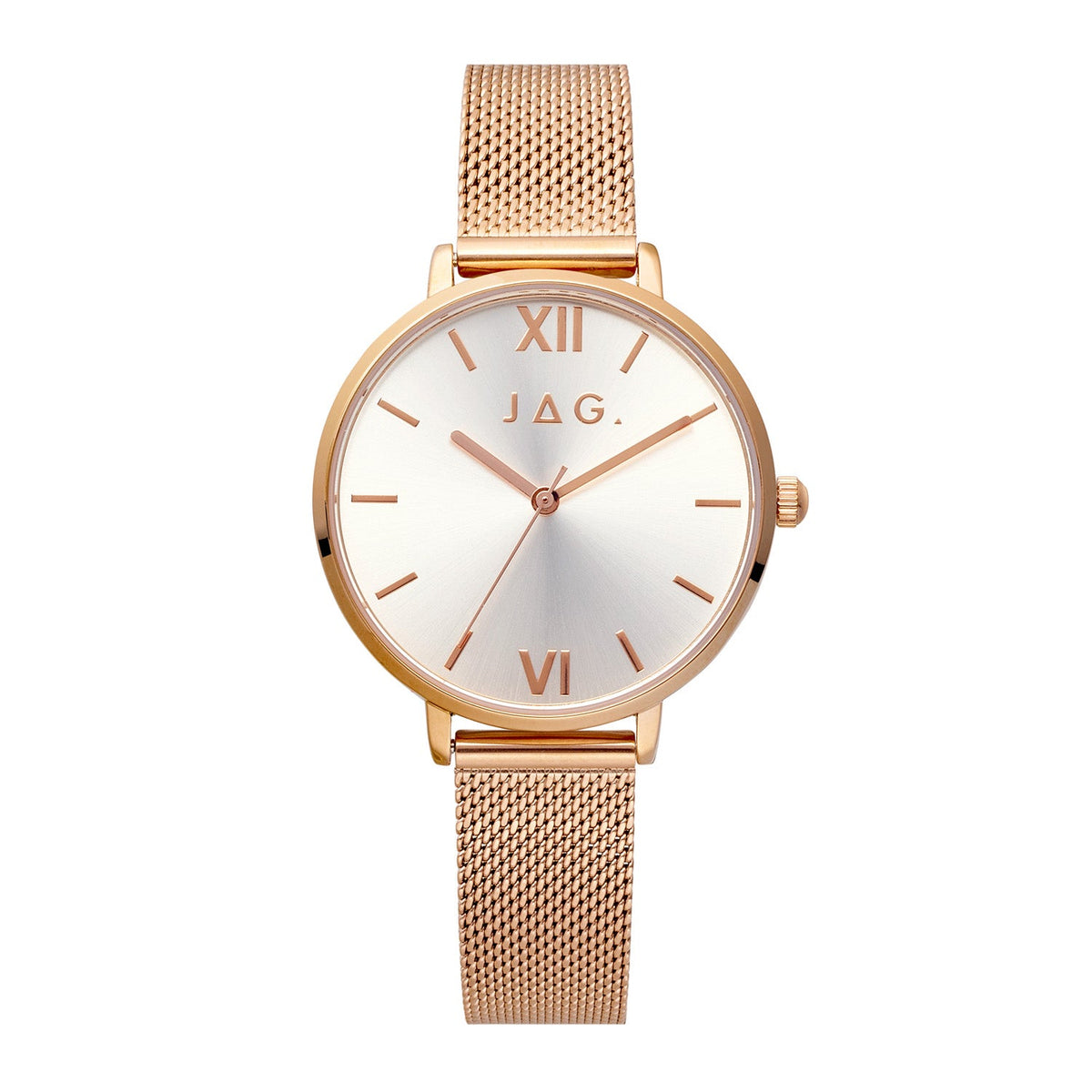 Jag Sophie Silver Dial Rose Gold Steel Womens Watch J3121A front packshot