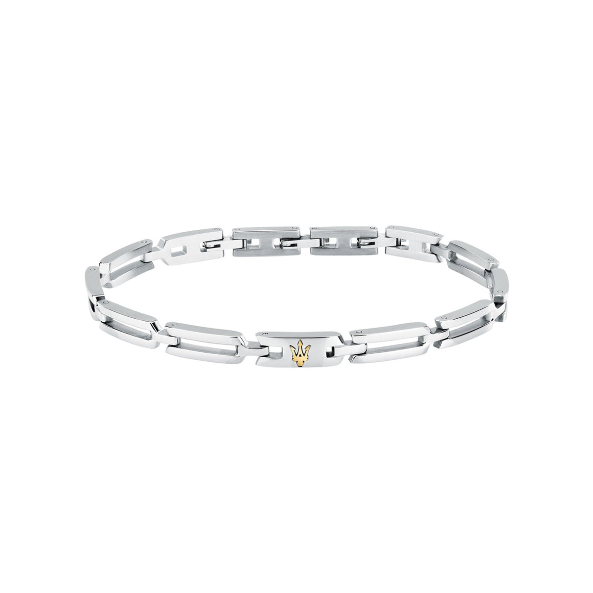 Maserati Men's Iconic Stainless Steel Gold Logo Bracelet