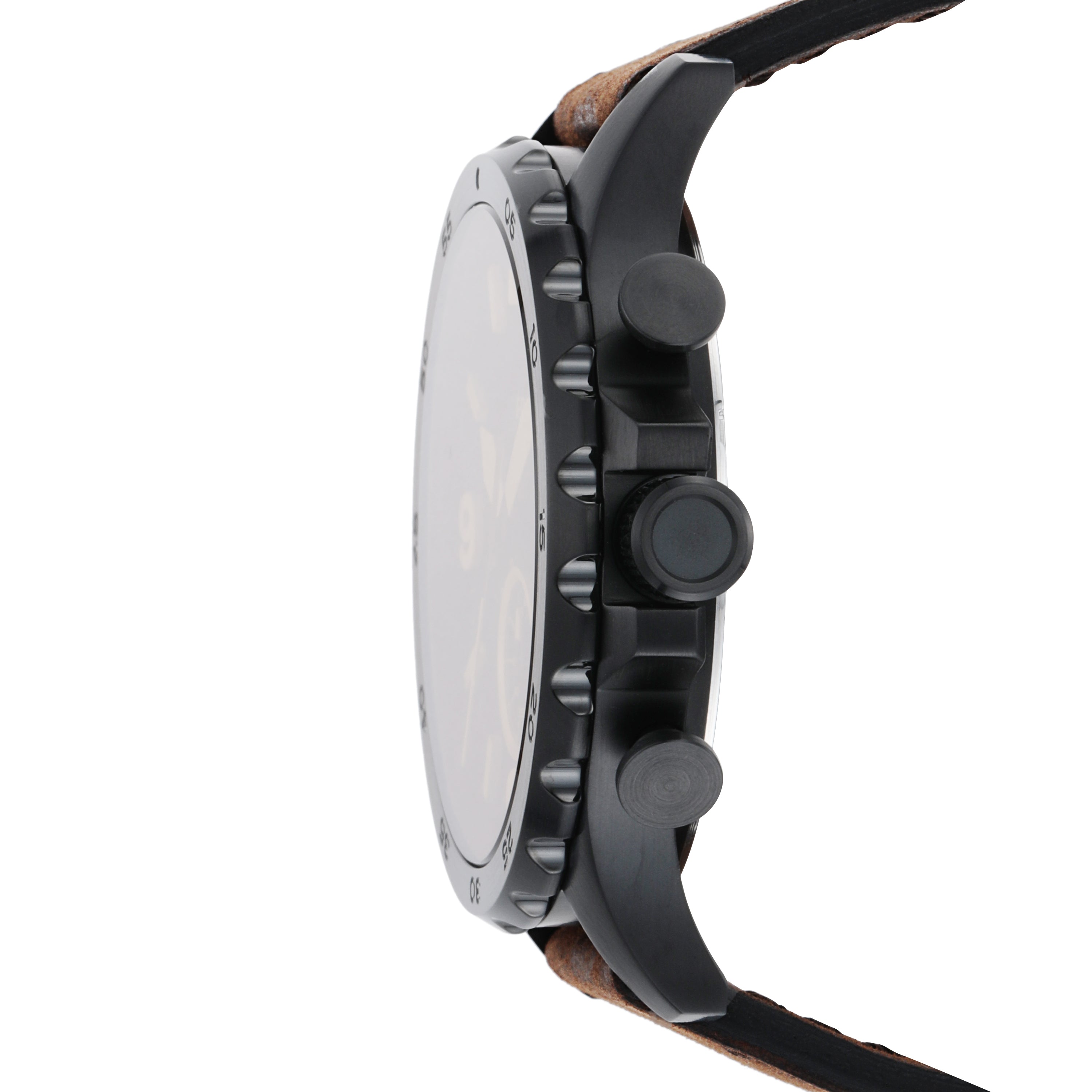 Fossil Timeless Fossil Nate Chronograph Watch with Brown Leather Strap