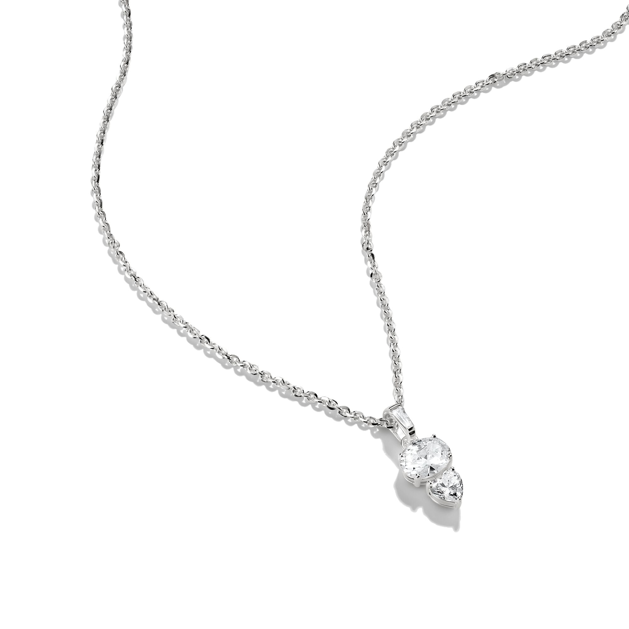THOMAS SABO Necklace with Oval and Heart Zirconia Stones Silver