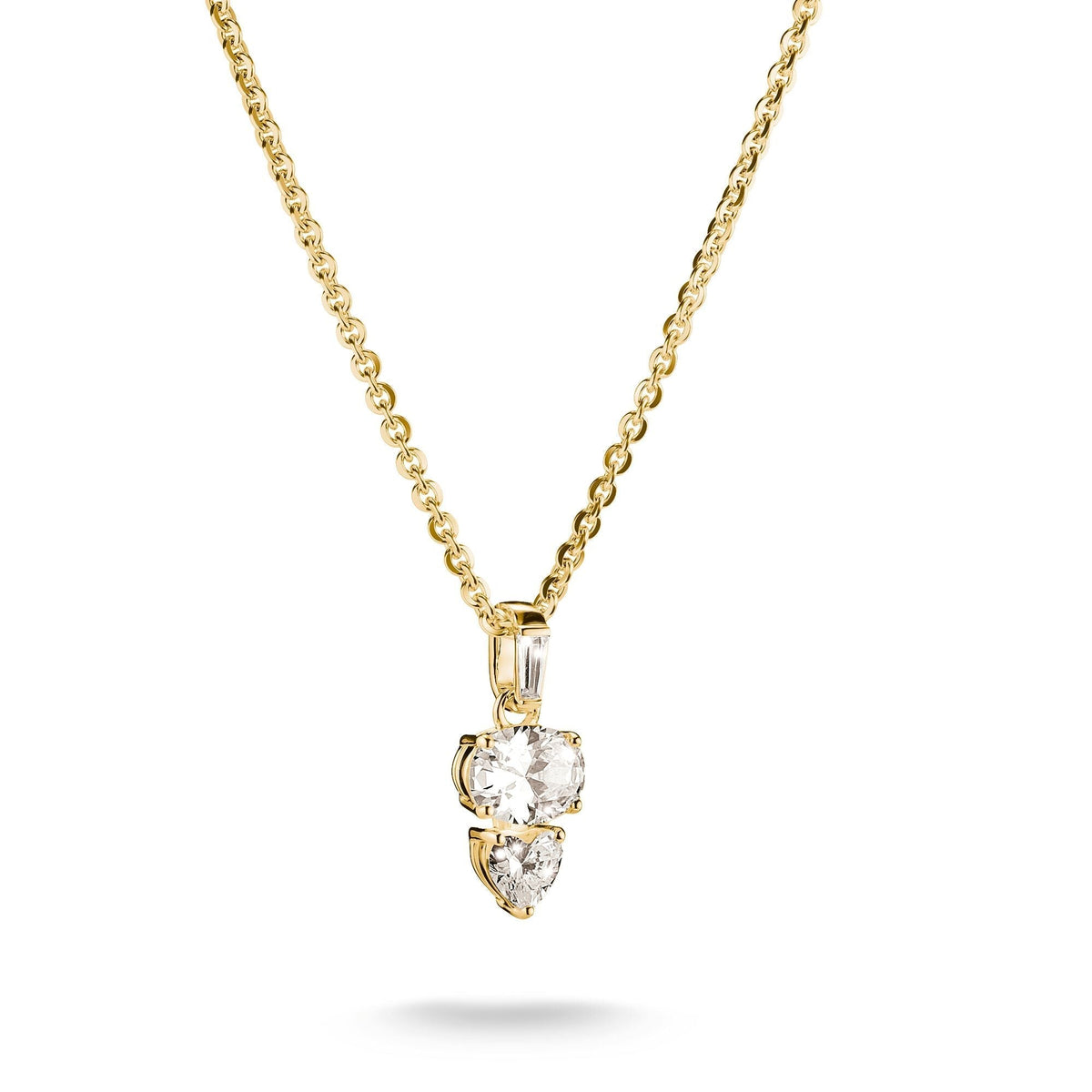 THOMAS SABO Necklace with Oval and Heart Zirconia Stones Gold