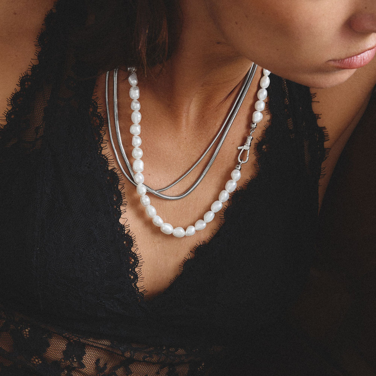 Thomas Sabo Stainless Steel Freshwater Pearl Necklace TKE2407SWH-55 TKE2407SWH-55 view 4