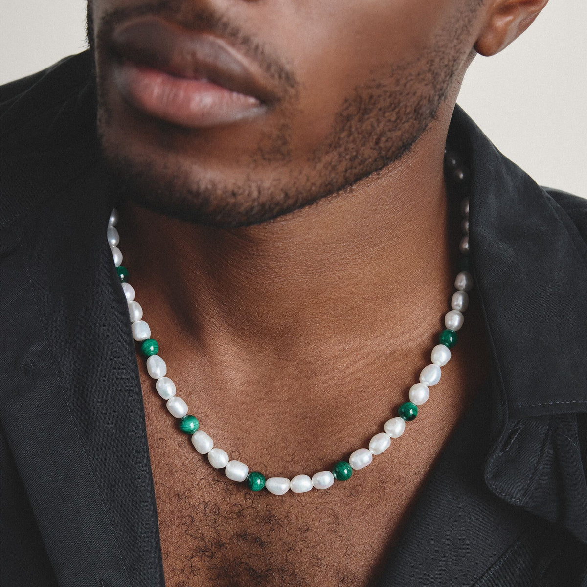 Thomas Sabo Stainless Steel Malachite and Freshwater Pearl Necklace TKE2407SGR-55 TKE2407SGR-55 view 3