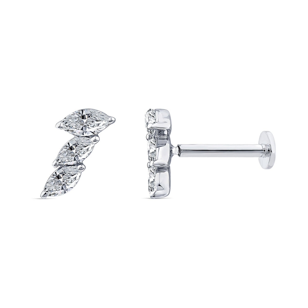 0.12ct Lab Grown Diamond Flat Back Earring in 9K White Gold LGEF-10452-W