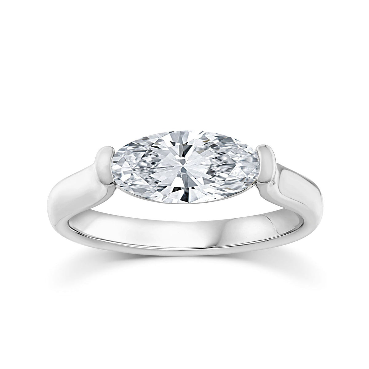 2.00ct Elongated Oval Lab Grown Diamond Ring in Platinum