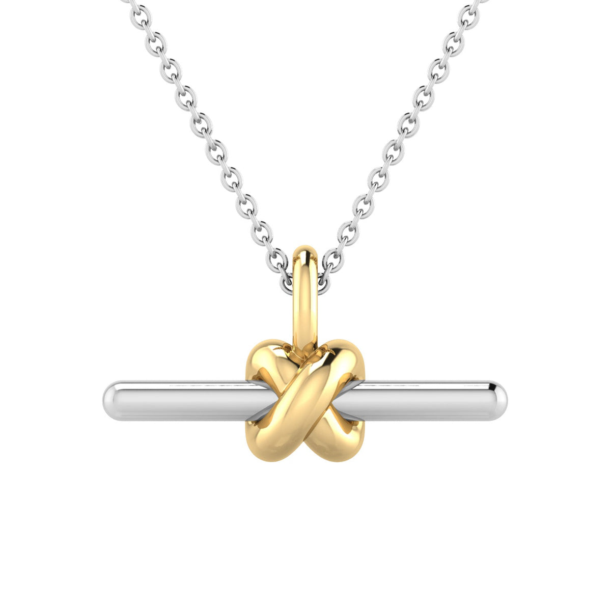 22K Gold Vermeil & Silver Two-Tone T-Bar Necklace 40-45cm