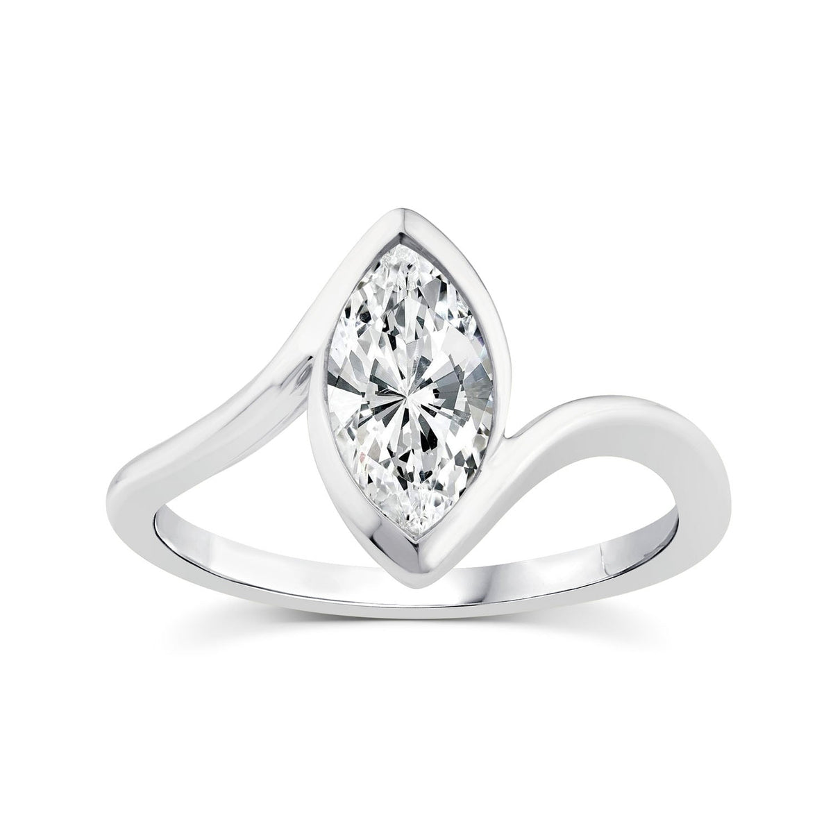 1.00ct Marquise Lab Grown Diamond Accent Ring in 9K White Gold