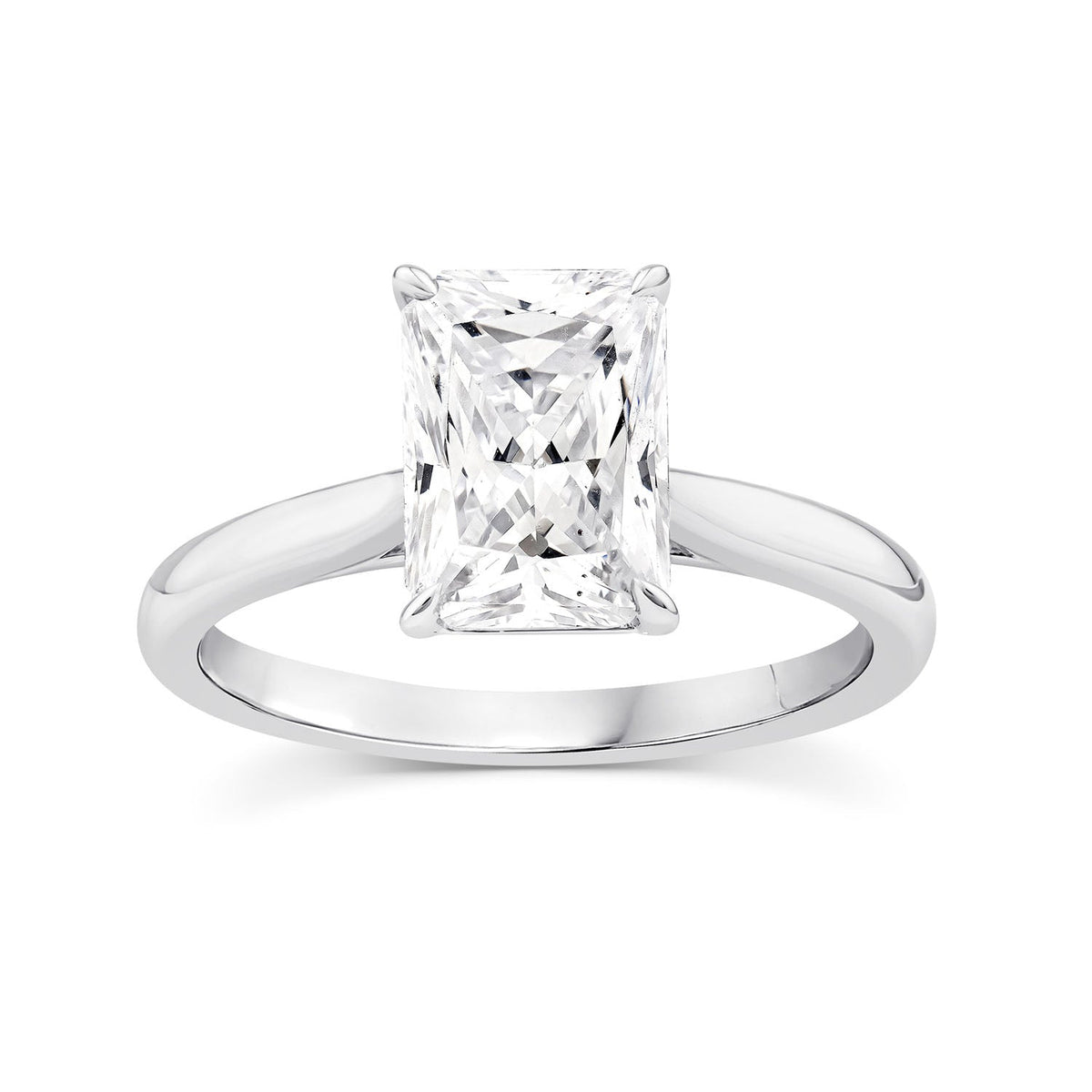 1.50ct Radiant Lab Grown Diamond 4 Claw Ring in 9K White Gold