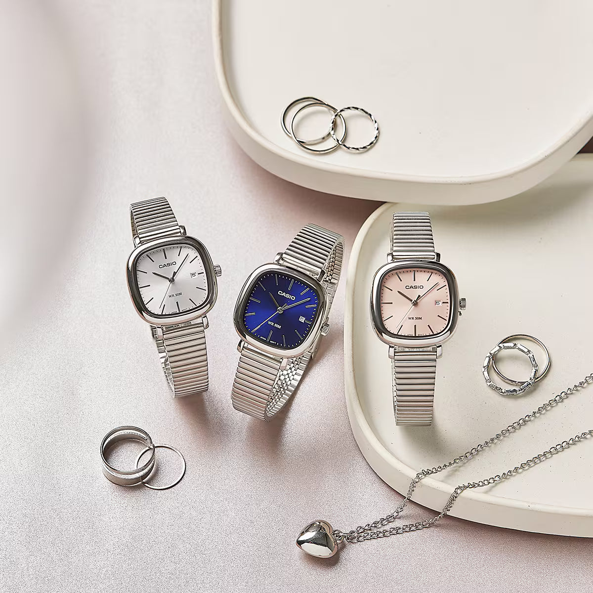 Casio Analog Square Stainless Steel Silver Dial Watch LTPB166D-7A