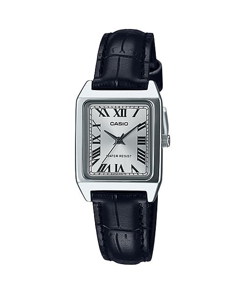 Casio black leather strap watch best sale