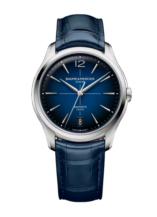 Baume Mercier Clifton 39mm Blue Dial Automatic Steel Mens Watch