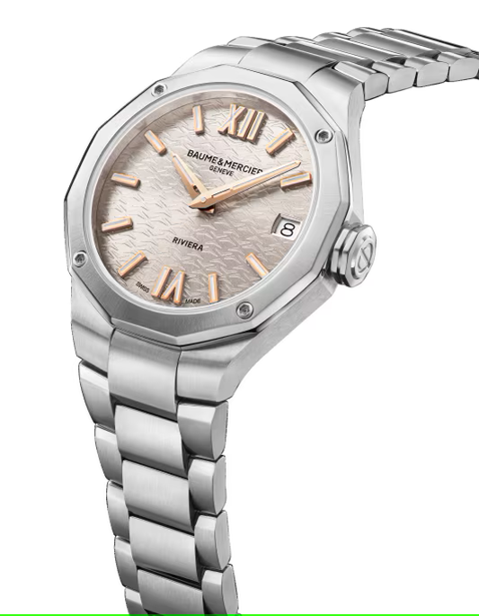 Baume and Mercier Riviera 33mm Steel Watch Light Blue Dial