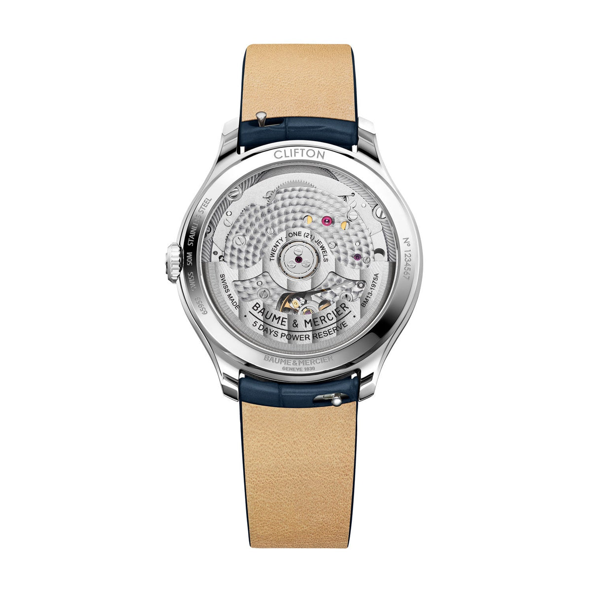 Baume & Mercier Clifton 34mm Blue Dial Leather Automatic Watch M0A10833 view 2