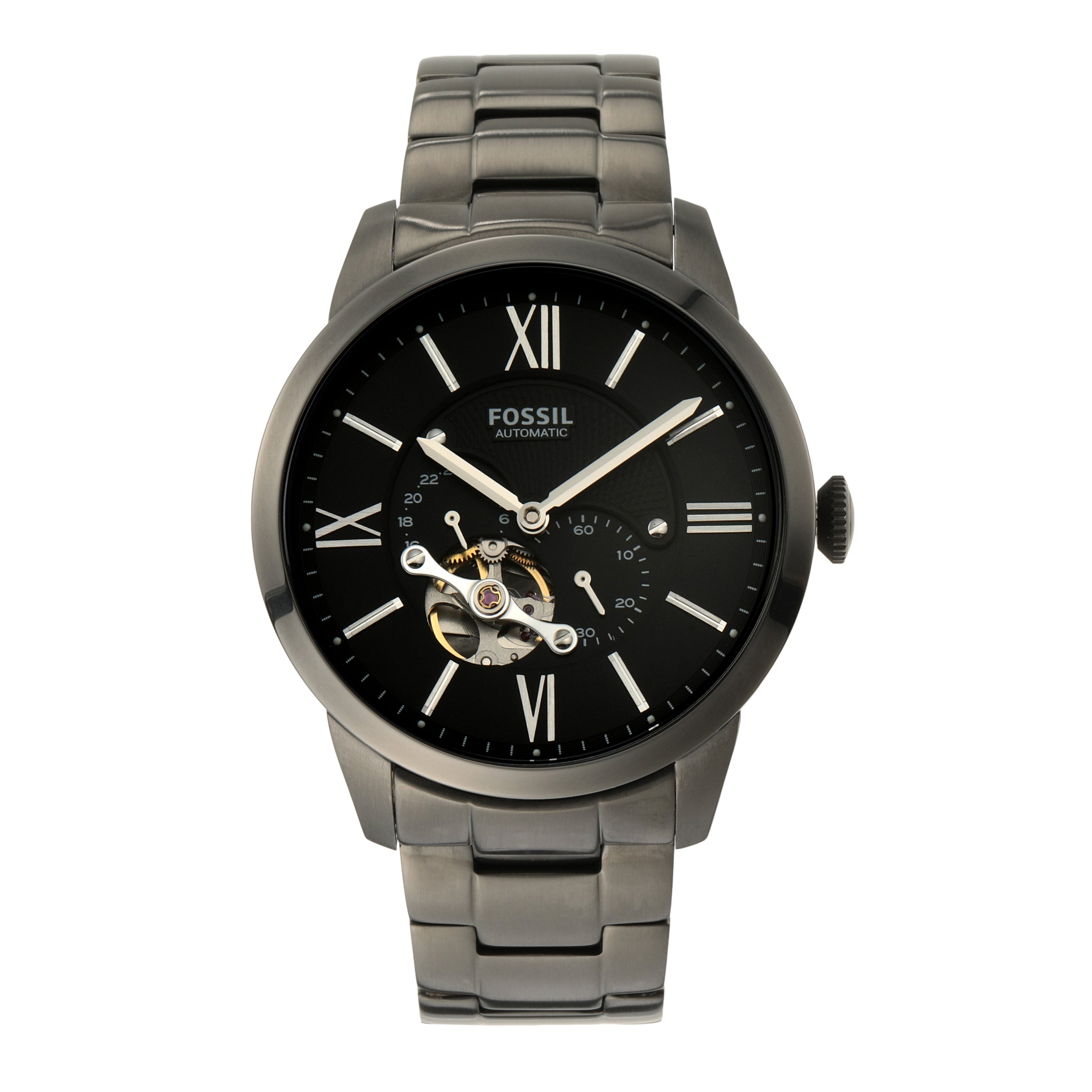 Fossil Townsman Mechanical Black Dial and Smoke Stainless Steel Band M