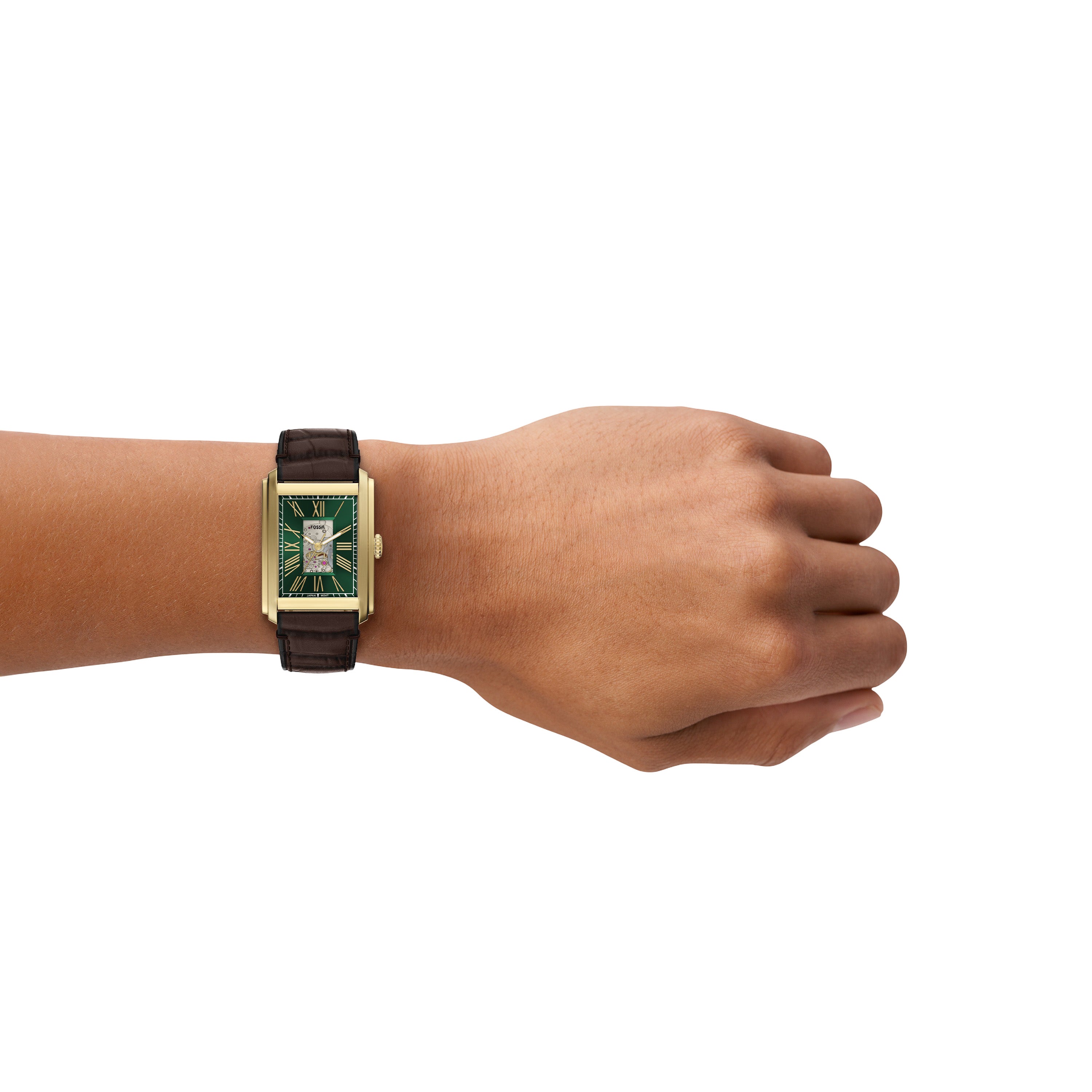 Fossil Carraway Automatic Brown Croco Leather Watch ME3271