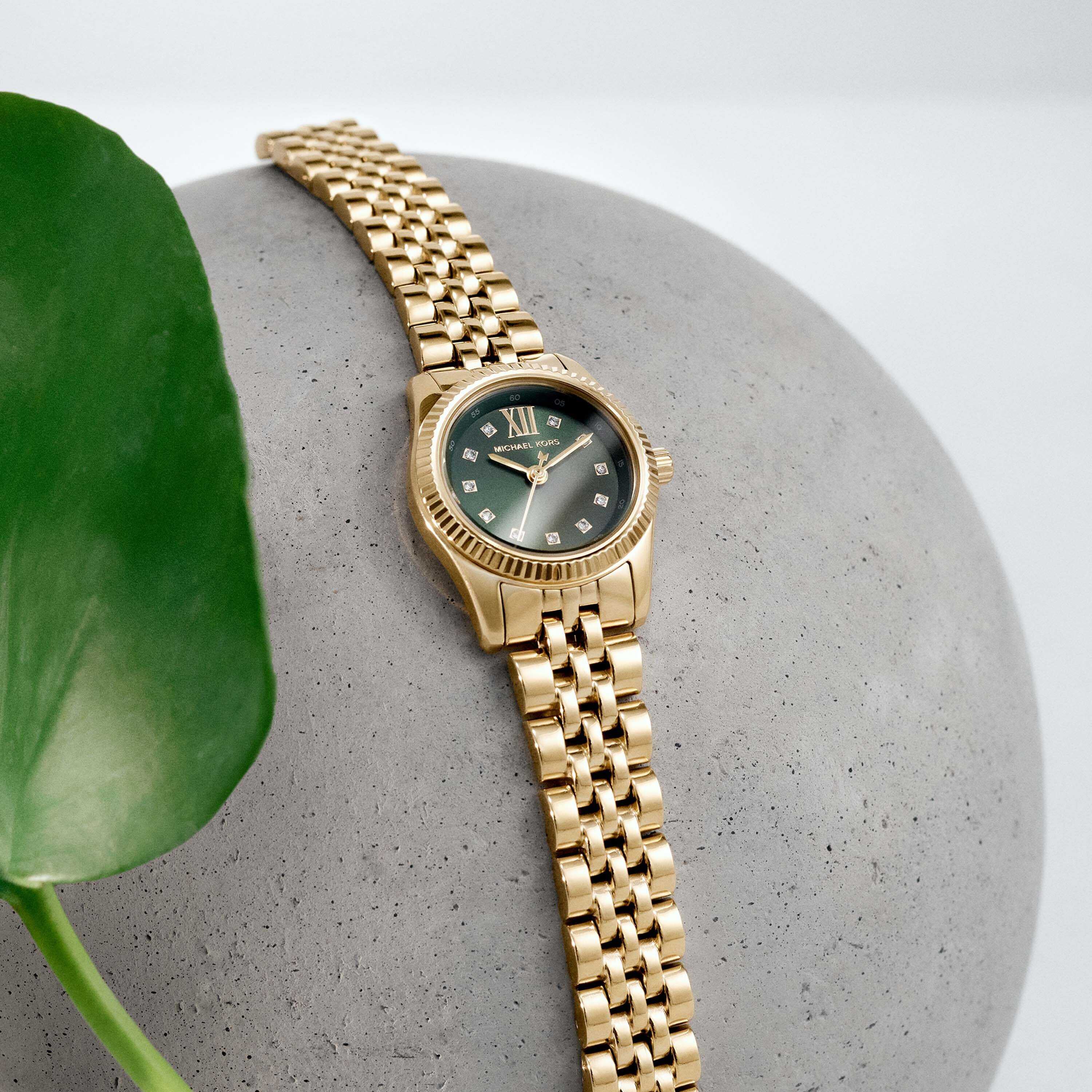 Michael Kors Petite Lexington Pavé Gold-Tone Watch MK4842