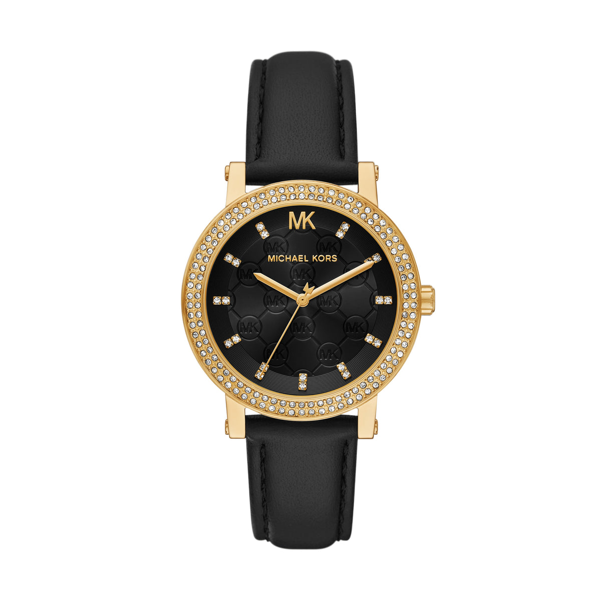 Michael Kors Corey Pave Black Leather Watch MK4896
