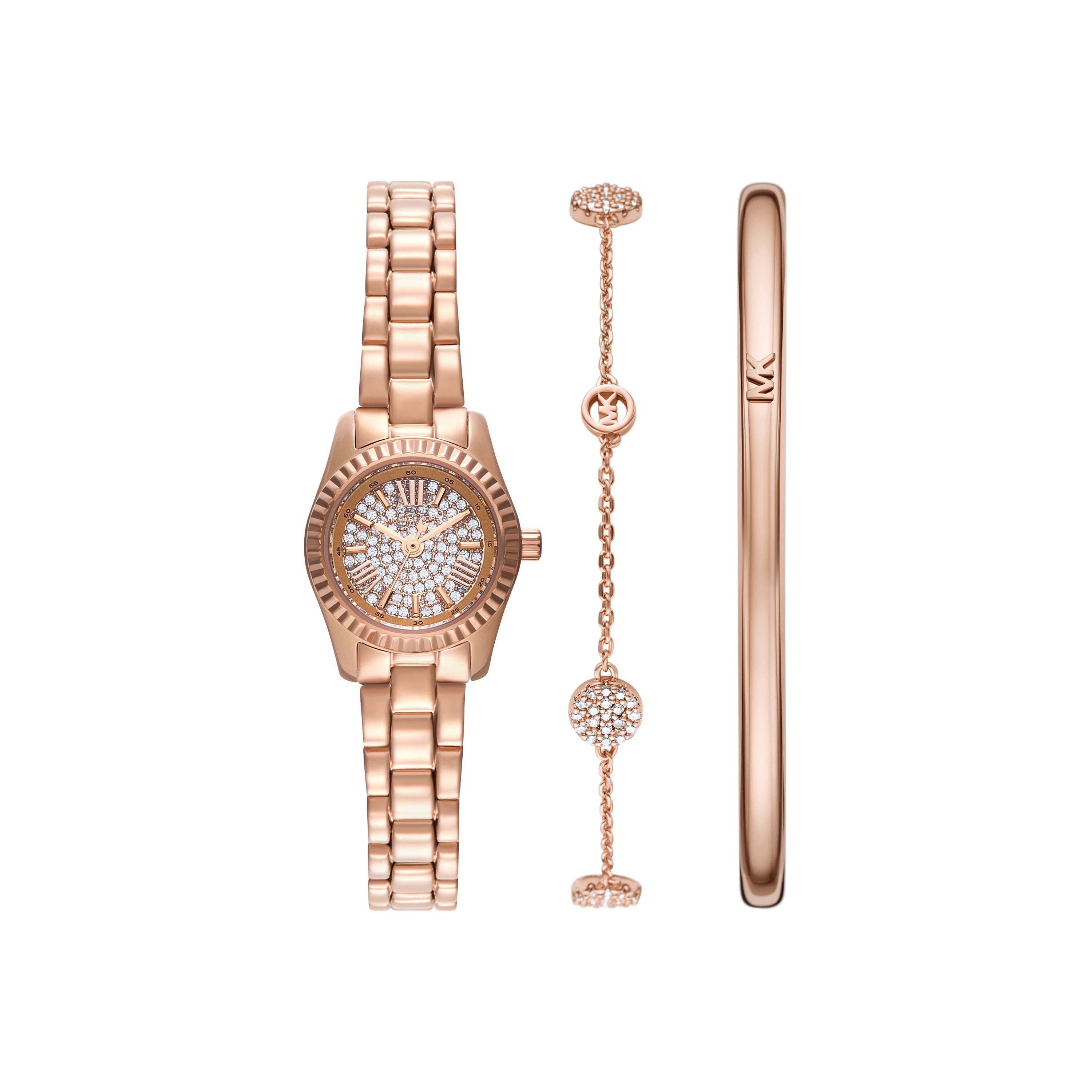 Michael Kors Petite Lexington Pavé Rose Gold-Tone Watch and Gift Set MK4946SET