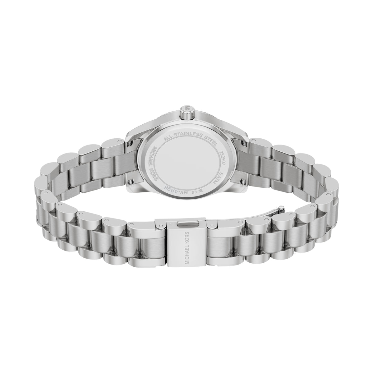 Michael Kors Petite Lexington Pave Pink Dial Silver Stainless Steel Watch MK4996