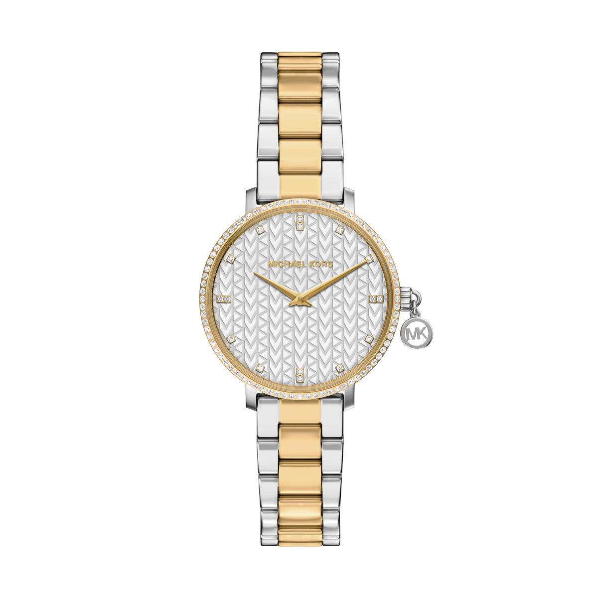 Michael Kors Mini Pyper Pave Two Tone Stainless Steel Watch MK7574