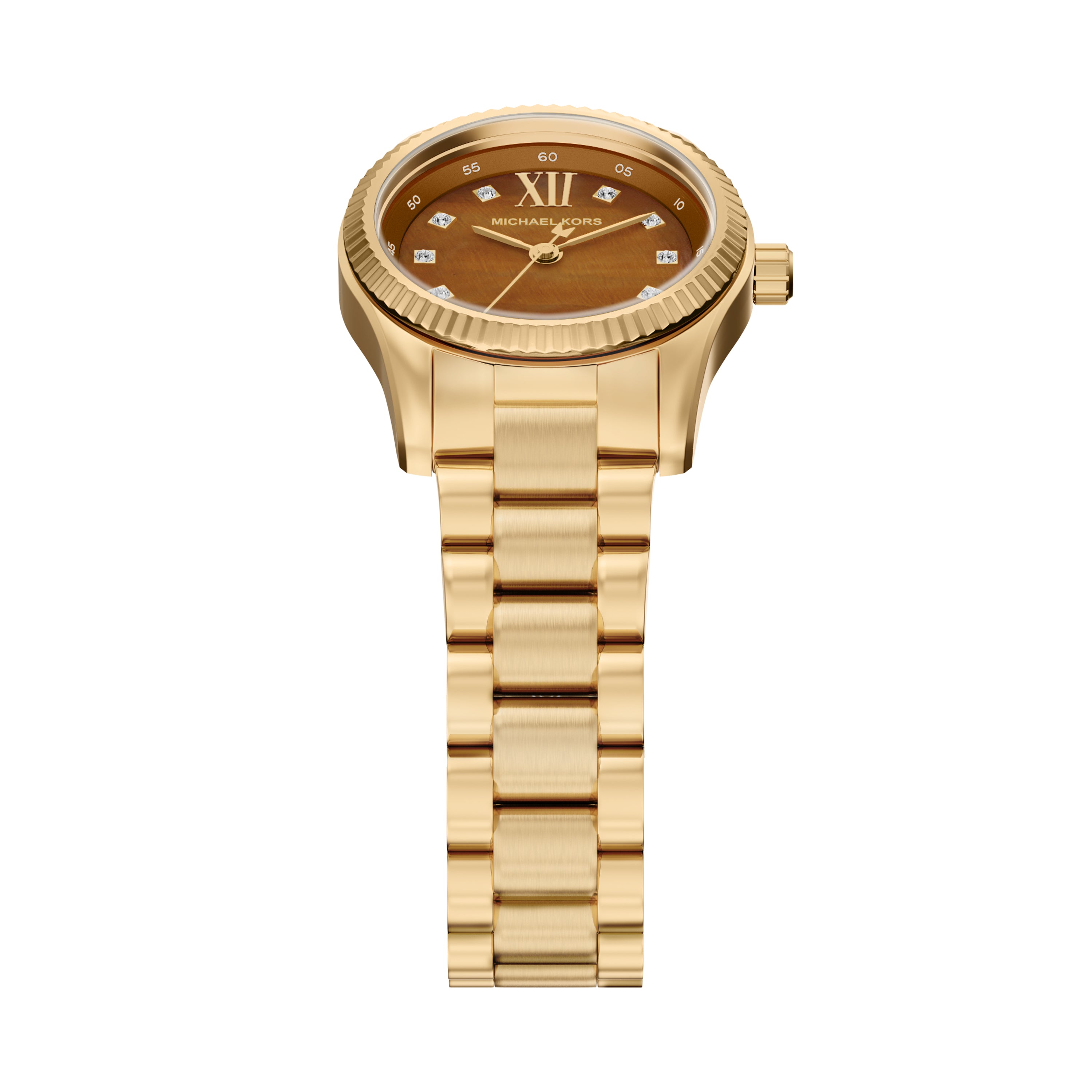 Michael Kors Petite Lexington Pavé Gold-Tone Brown Watch MK7578