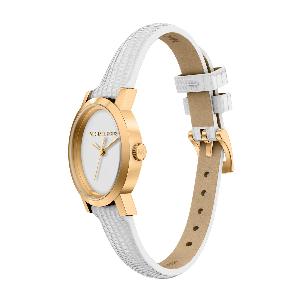 Michael Kors Petite Maude White Leather Watch MK7586
