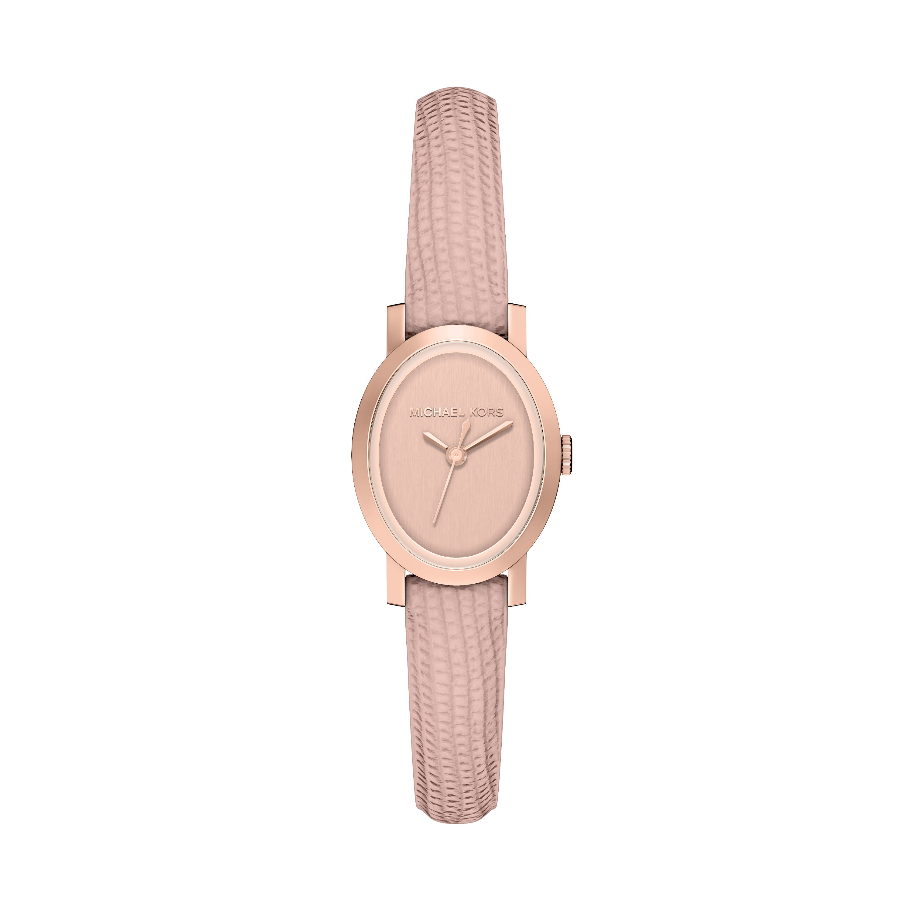 Michael Kors Maude Pink Dial Leather Strap Watch MK7587
