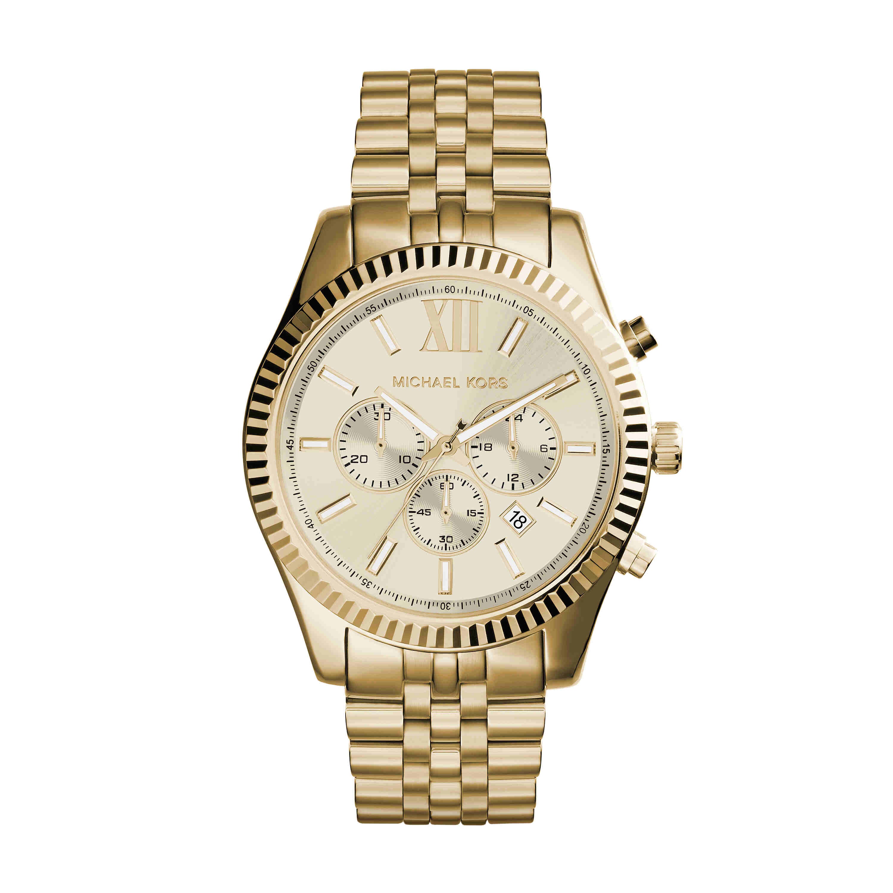 Michael Kors Lexington Champagne Dial Gold Stainless Steel Watch MK8281
