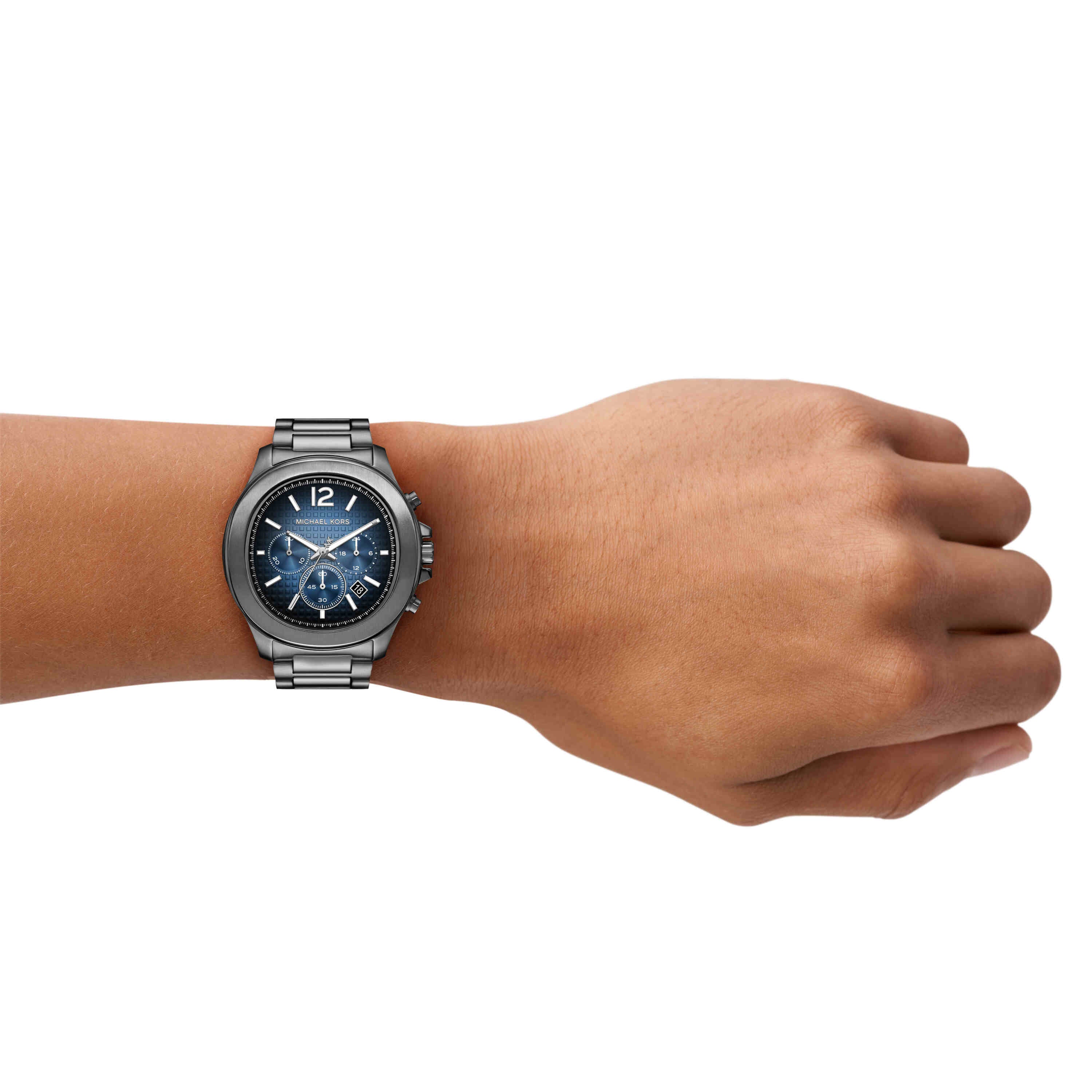 Michael Kors Sage Blue Dial Gunmetal Stainless Steel Watch MK9213