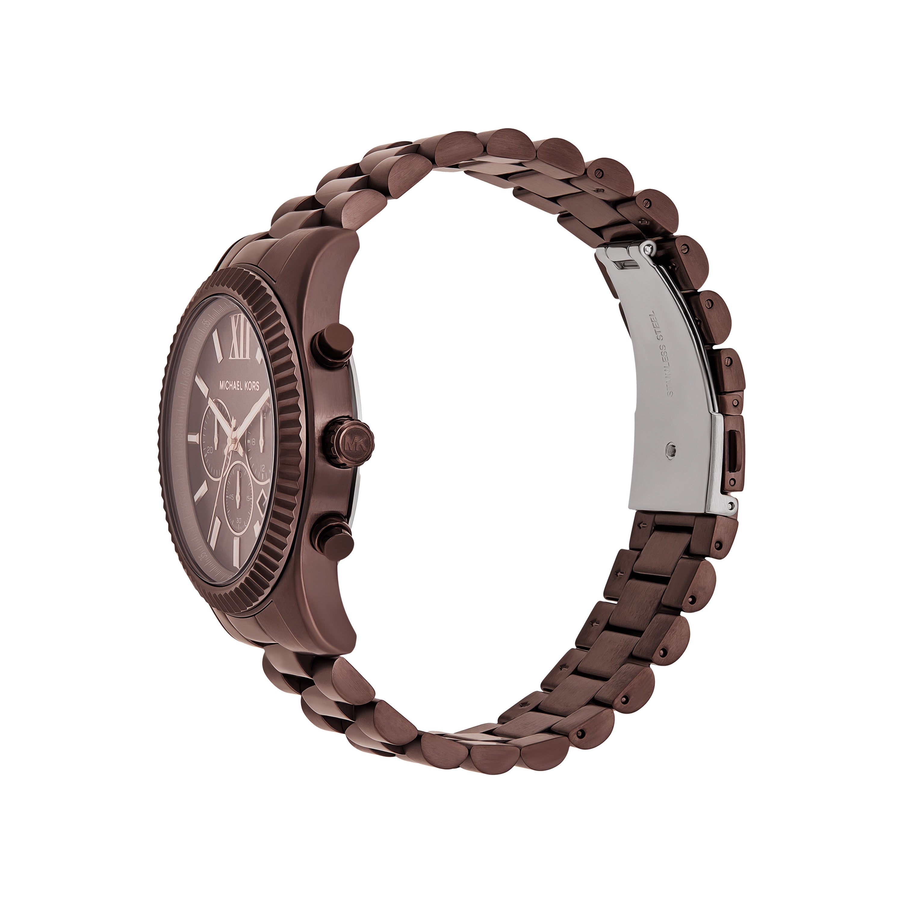 Michael Kors Lexington Brown Dial Stainless Steel Band Watch MK9224