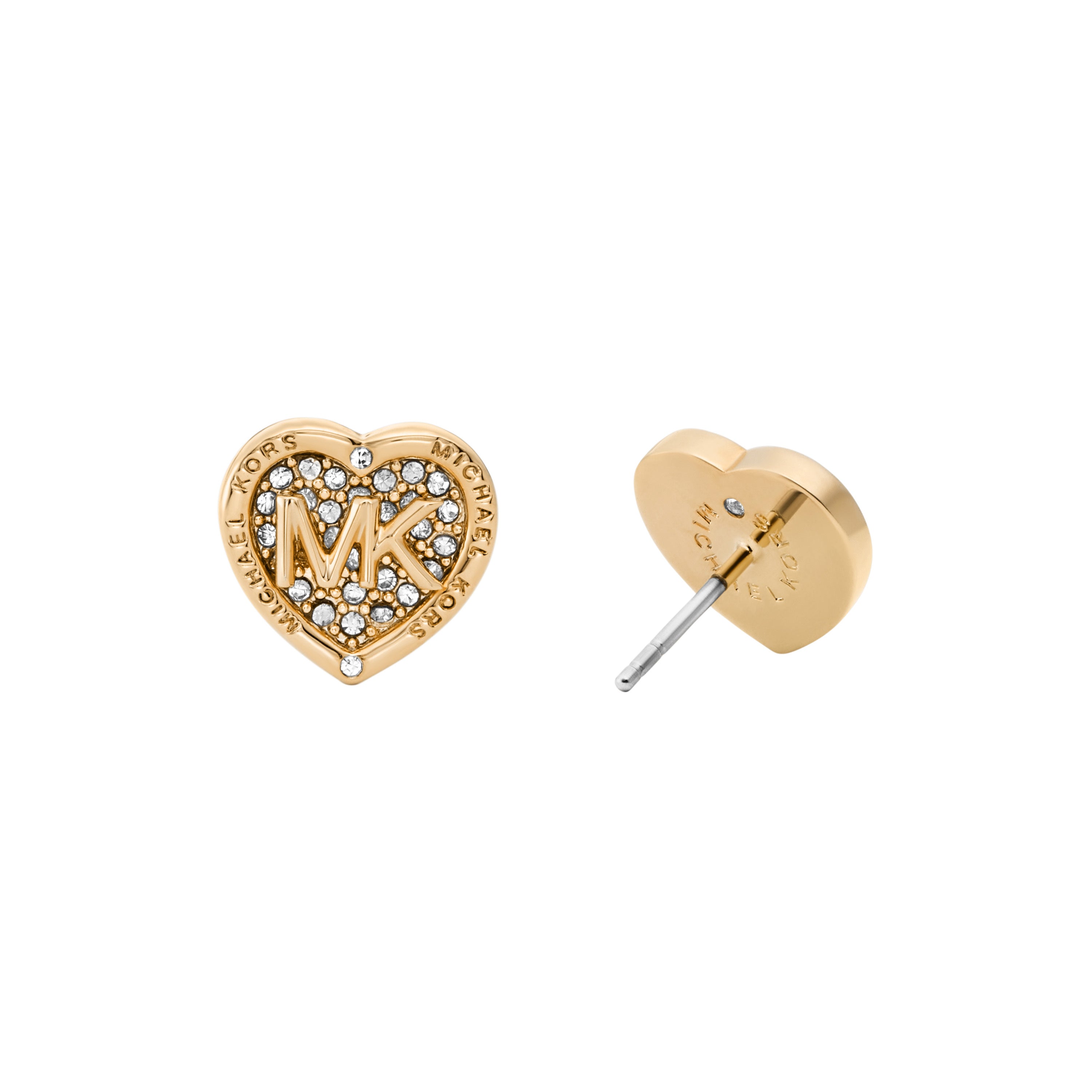 Michael Kors Gold Pavé Logo Heart Women's Stud Earrings MKJC0007A710