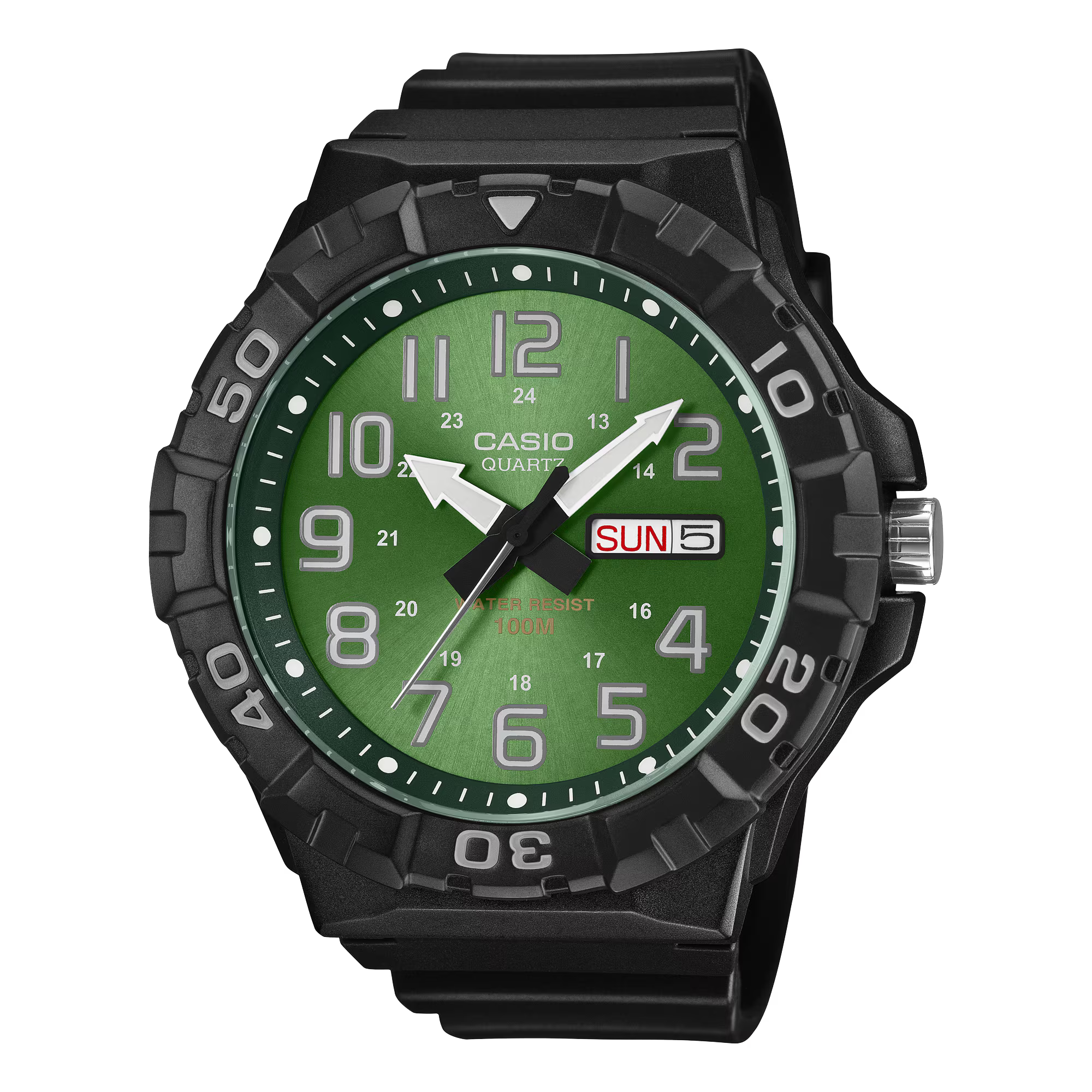 Casio Analog Black Resin Band Green Dial Watch MRW210H-3B