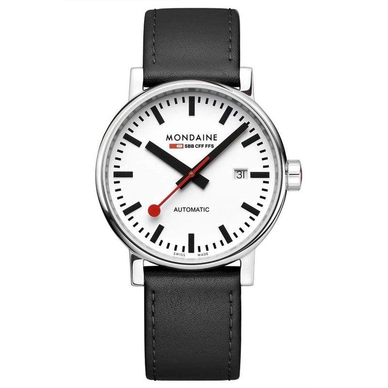 Mondaine Evo2 Automatic 40mm White Dial Leather Watch MSE.40610.LBV