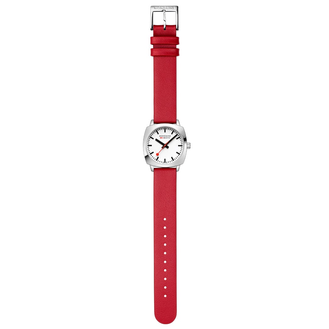 Mondaine Cushion Red Vegan Grape Leather Watch MSL.31110.LCV