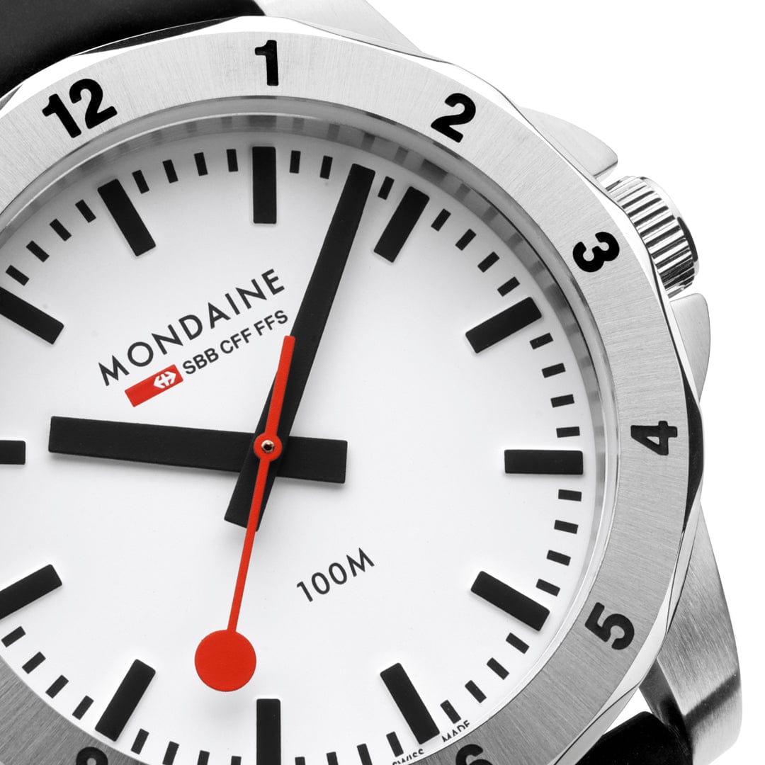 Mondaine Numeri White Dial Black Silicone Strap Watch MSN.4211B.RB