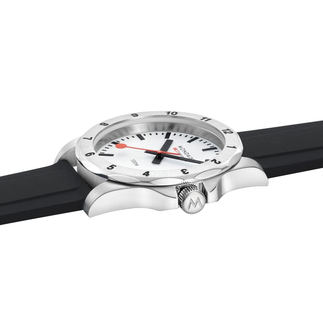 Mondaine Numeri White Dial Black Silicone Strap Watch MSN.4211B.RB