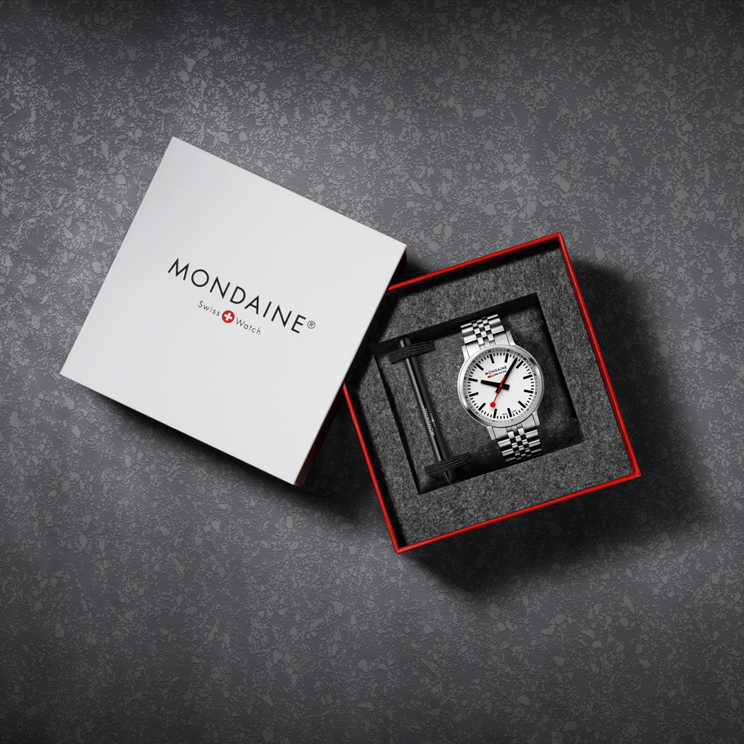 Mondaine Stop2go Backlight White Dial Stainless Steel Watch MST.4101B.SJ.2SE