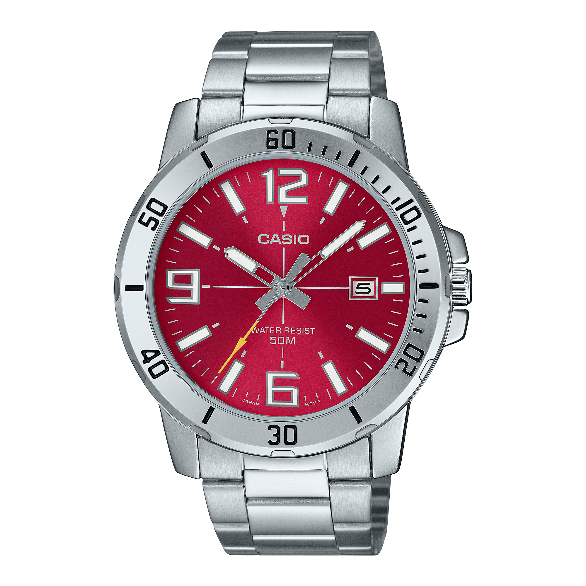 Stainless Steel Watch Sophistication with a Red Dial Watch Direct