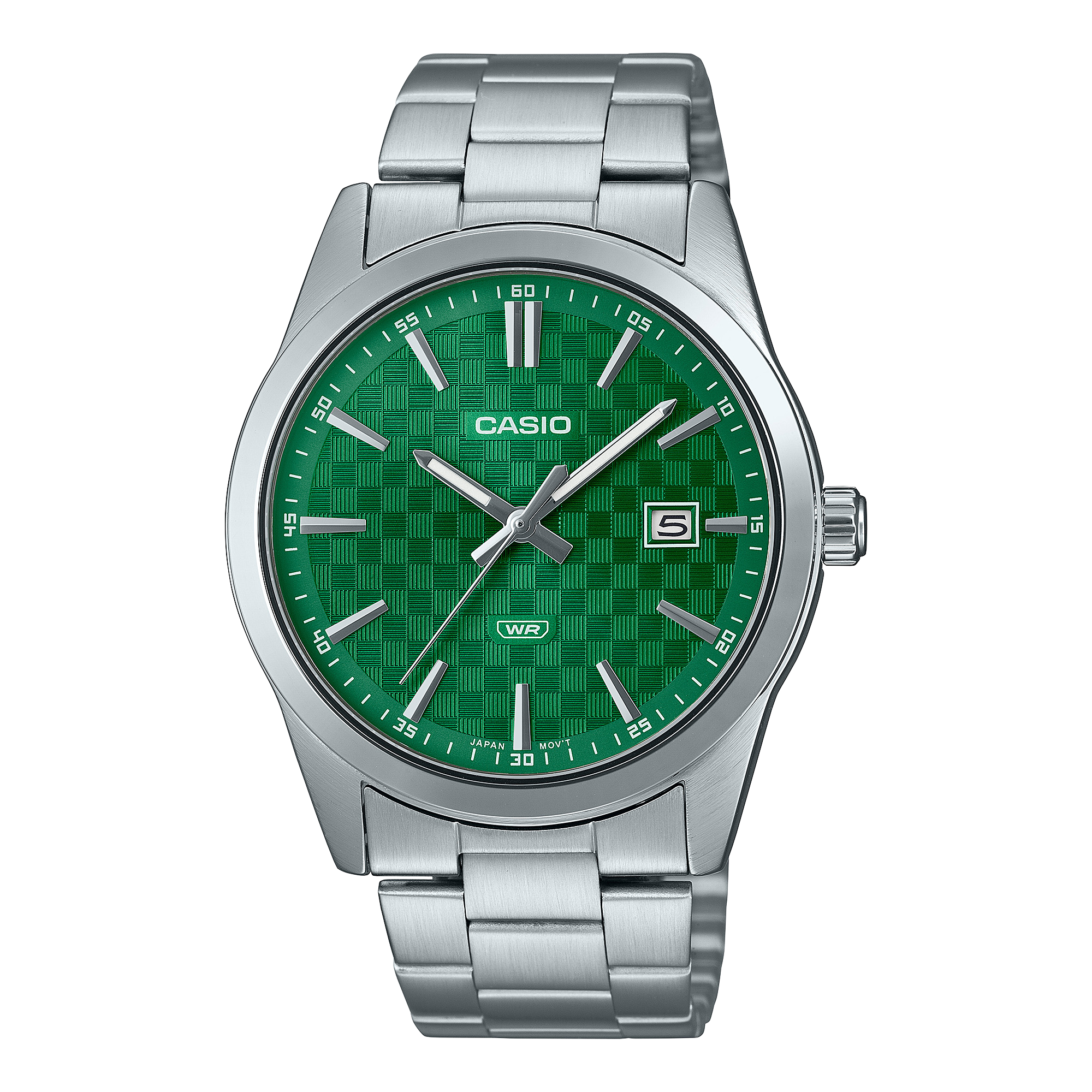 Casio Standard Silver Stainless Steel Green Dial Watch MTPVD03D-3A1