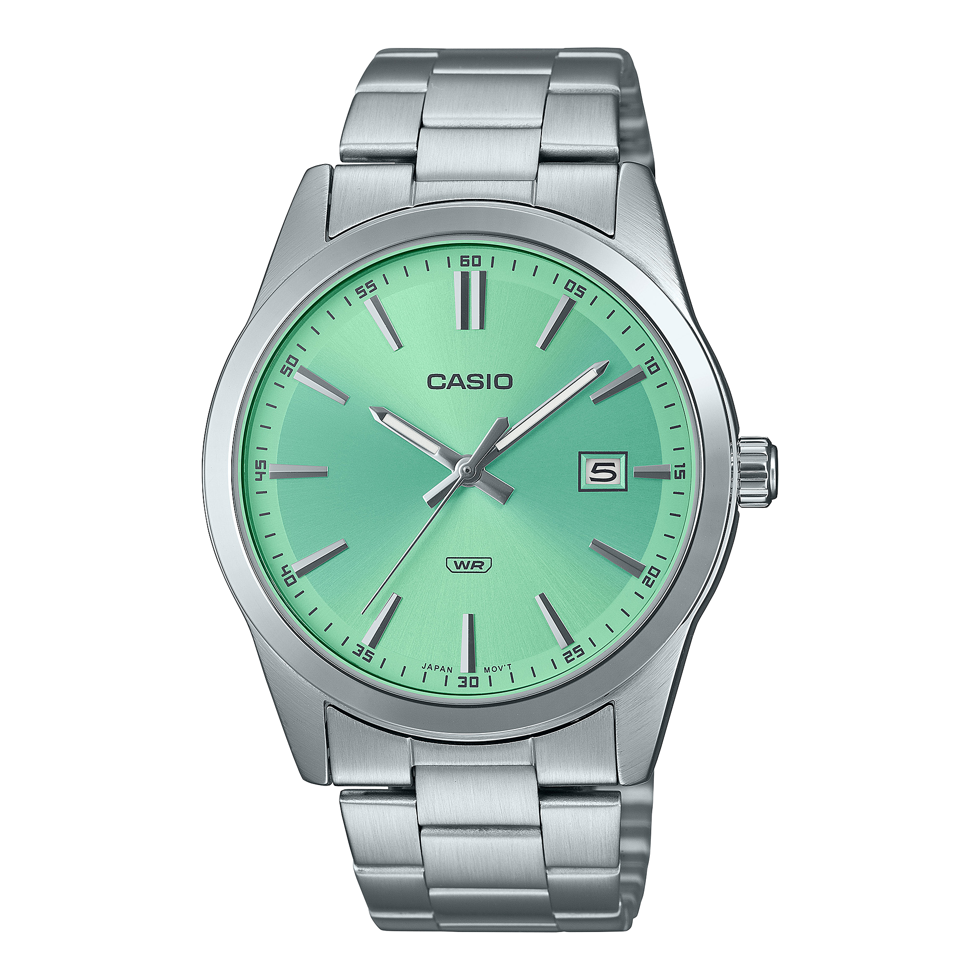 Casio Standard Silver Stainless Steel Green Dial Watch MTPVD03D-3A2